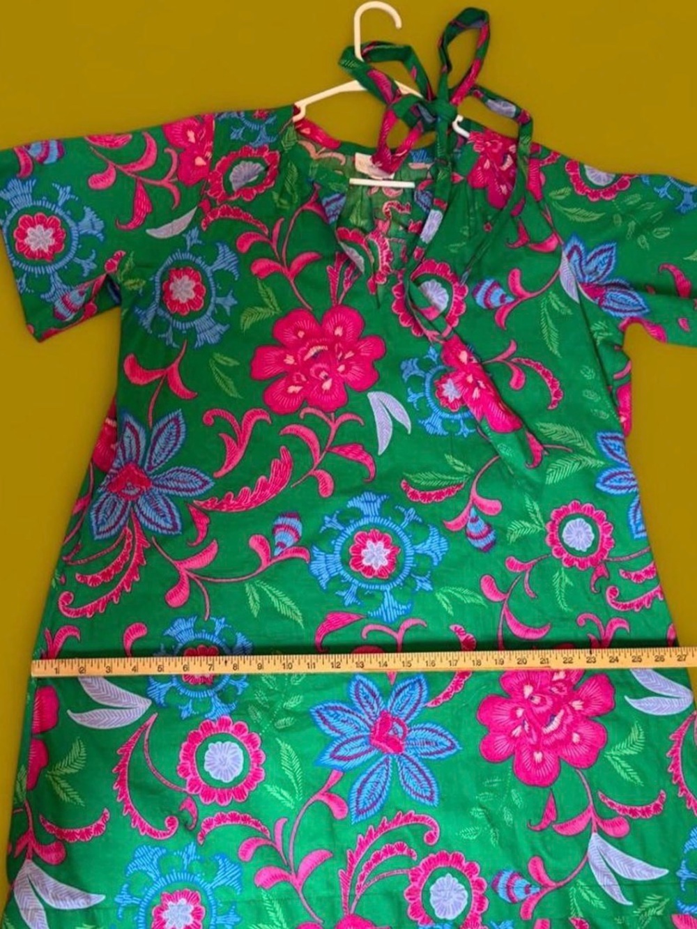 Sugarlips Green Floral Midi-maxi Dress with Pink & Blue Accents XL EUC - Picture 6 of 7